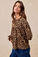 BiBi Lightweight Textured Tiered Top in Leopard