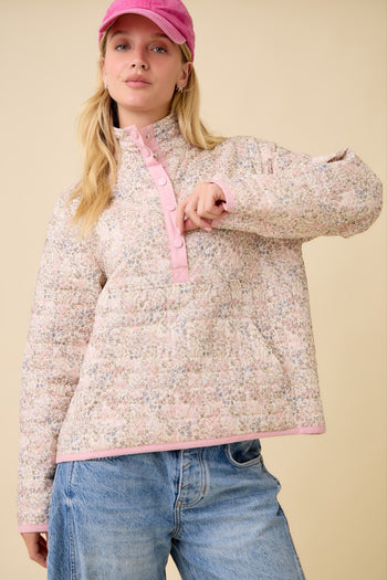 Main Strip Ditzy Floral Print Jacket in Ivory Multi