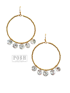 POSH Crystal Dangle Earrings in Gold Earrings Pink Panache Brands   
