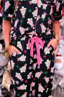 Jess Lea Bow Christmas Treat Ruffle Pajama Set in Black