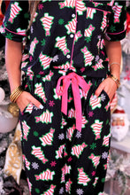 Load image into Gallery viewer, Jess Lea Bow Christmas Treat Ruffle Pajama Set in Black
