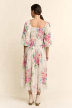 Load image into Gallery viewer, Davi &amp; Dani Flower Printed Chiffon Midi Dress in Taupe
