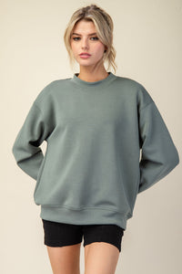 Rae Mode Solid Color Scuba Pullover Top in Sage Leaf