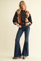 Jodifl Colorblock Crinkle Button-Down Top in Black Mix