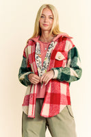 Davi & Dani Brushed Buffalo Plaid Shacket in Red Multi