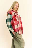 Davi & Dani Brushed Buffalo Plaid Shacket in Red Multi