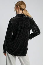 Load image into Gallery viewer, Umgee Beaded Velvet Button Down Top in Black
