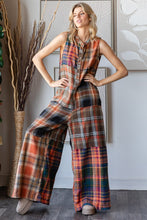 Load image into Gallery viewer, Oli &amp; Hali Mineral Washed Mixed Plaid Jumpsuit in Rust
