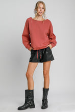 Load image into Gallery viewer, Umgee Off Shoulder Luxeknit Top in Rosewood
