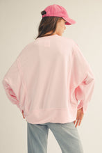 Load image into Gallery viewer, LovLov Plaid USA Patched Solid Color OVERSIZED Top in Pink Blush
