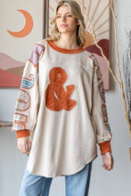 Load image into Gallery viewer, Oli &amp; Hali Rock &amp; Roll Patched Pullover Top in Oatmeal
