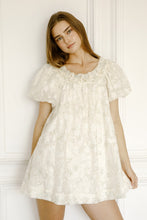 Load image into Gallery viewer, Storia Floral And Sequin Swing Mini Dress in Cream Gold
