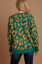 Load image into Gallery viewer, Umgee Leopard Sweater With Destroyed Rib Band Pullover Sweater in Green
