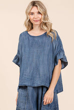 Load image into Gallery viewer, Mittoshop Oversized Chambray Top in Dark Denim
