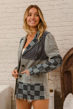 Load image into Gallery viewer, BiBi Corduroy and Denim Checkered Mixed Fabric Blazer Jacket in Denim Multi ON ORDER
