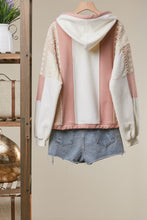 Load image into Gallery viewer, mello. Colorblock Zip-up Hoodie With Drawstring Hem in White
