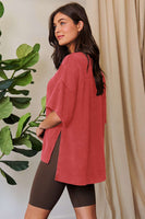 Davi & Dani Solid Color Top in Pink