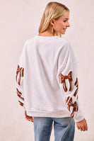 BiBi GAME DAY Football Bow Patched Sweatshirt in Ivory