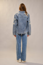 Load image into Gallery viewer, Blue B Denim Jacket with Floral Embroidery in Light Denim
