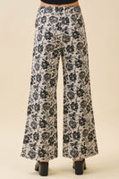 LovLov Vintage Washed Denim Floral Pants in Charcoal Floral