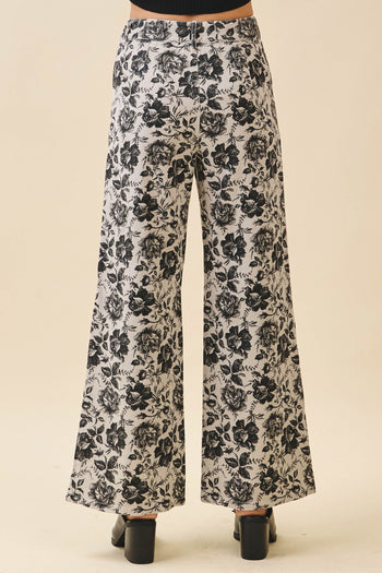 LovLov Vintage Washed Denim Floral Pants in Charcoal Floral