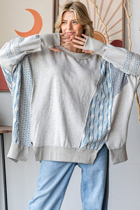 Oli & Hali OVERSIZED Mixed Fabric Sweatshirt in Heather Grey