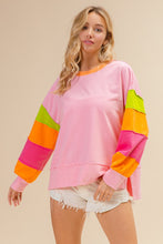 Load image into Gallery viewer, BiBi Colorblock Lightweight Top in Pink/Kiwi/Orange/Hot Pink
