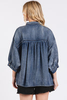 Mittoshop Washed Tencel Chambray Dolman Sleeve Top in Dark Denim ON ORDER