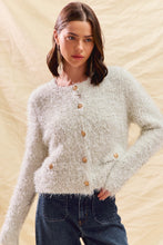 Load image into Gallery viewer, So Me Fuzzy Knit Cardigan with Gold Buttons in Ivory
