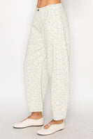 STITCH & Co Floral Barrel Pants in Cream Ditzy Blue