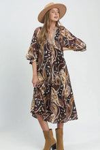 Load image into Gallery viewer, Umgee Abstract Print Midi Dress in Brown
