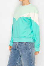 Load image into Gallery viewer, STITCH &amp; Co. Colorblock Soft Knit Sweatshirt in Aqua

