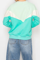 STITCH & Co. Colorblock Soft Knit Sweatshirt in Aqua