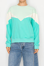 Load image into Gallery viewer, STITCH &amp; Co. Colorblock Soft Knit Sweatshirt in Aqua
