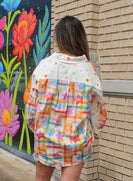 J.nna Playful Plaid with Dots and Flowers Top in Confetti Garden