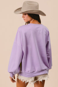 BiBi French Terry Color Block Top in Lavender/Lemon/Green