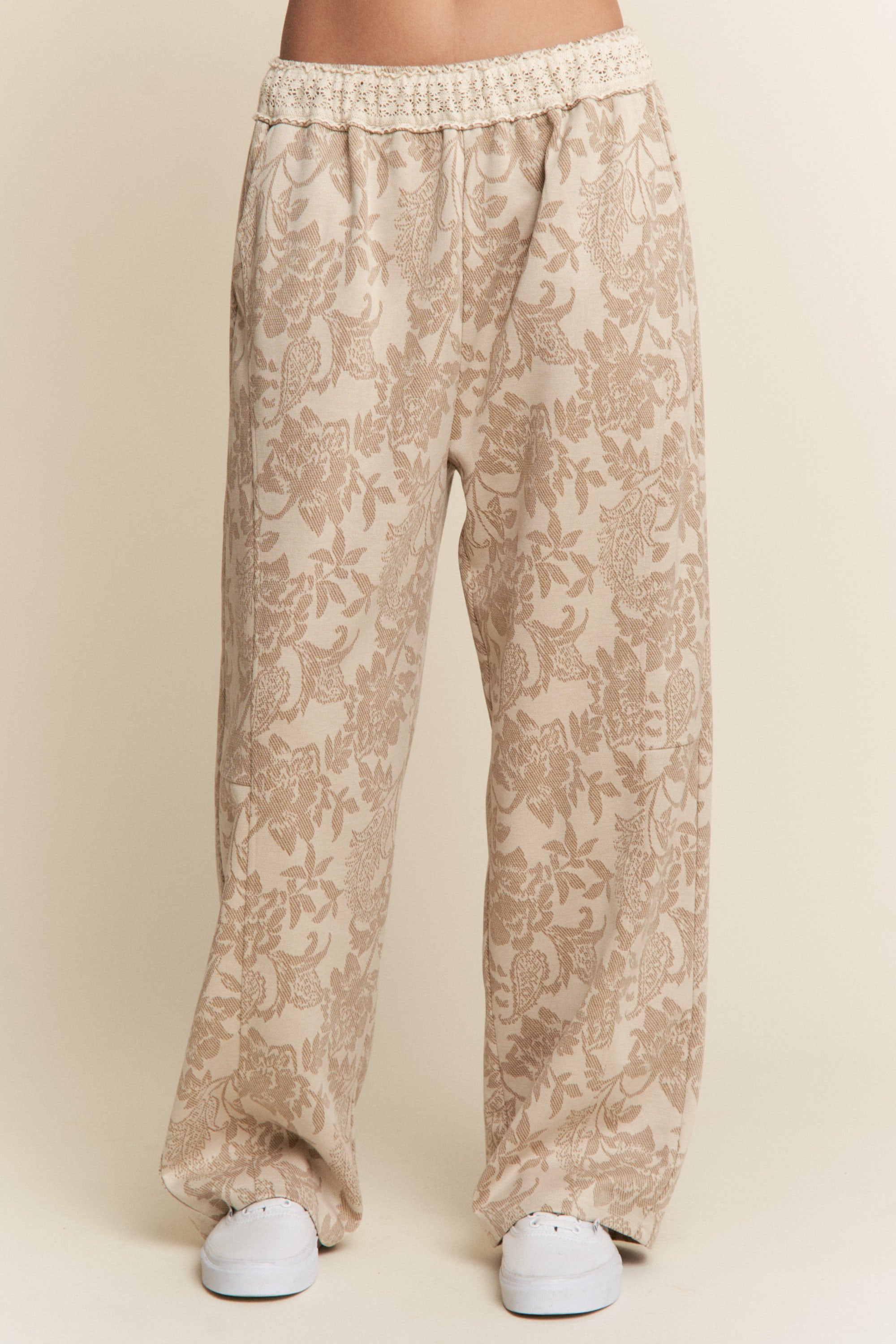 J.nna Textured Floral Print Pants in Multi Taupe – June Adel