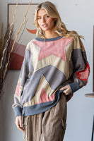 Oli & Hali Mineral Washed Star Patched Sweatshirt in Dusty Blue