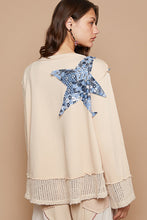 Load image into Gallery viewer, POL Solid Color Top French Terry Top with Star Patches in Almond
