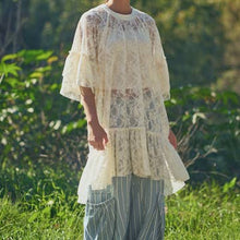 Load image into Gallery viewer, Davi &amp; Dani OVERSIZED Sheer Lace Tunic Top in Cream
