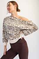 Rae Mode Animal Print French Terry Tops in Brown