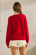 Load image into Gallery viewer, LovLov Solid Color Knit Cardigan with Bow Front Details in Red
