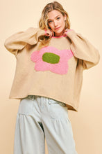 Load image into Gallery viewer, Davi &amp; Dani OVERSIZED Textured Knit Large Daisy Sweater in Beige
