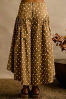 So Me Twill Polka Dot Extended Waist Wide Pants in Taupe/Ivory