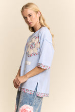 Load image into Gallery viewer, Davi &amp; Dani LOVE Letter Patchwork Top in Light Blue
