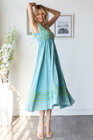 Oli & Hali Midi Dress with Frilled Details in Aqua