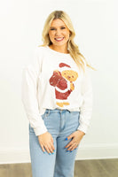 Grace+Emma Teddy Bear Santa Sweatshirt in White