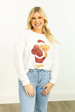 Load image into Gallery viewer, Grace+Emma Teddy Bear Santa Sweatshirt in White
