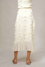 Load image into Gallery viewer, Blue B 3D Bow Embellished Textured Sweater Midi Skirt in Cream
