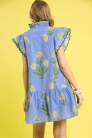 Umgee Bold Floral Print Mini Dress in Periwinkle Mix